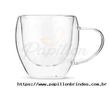 Caneca Parede Dupla Vidro 250ml c/ al�a