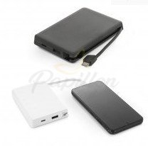 LATTES. Bateria port�til com cabo integrado, em ABS 100% reciclado (10.000 mAh)