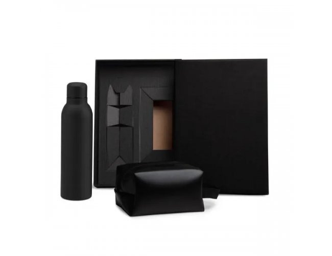 Kit Garrafa E Necessaire - Preto - 2 Pçs