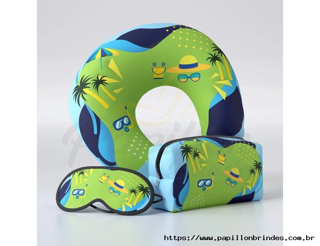 Kit Viagem Almofada Pescoo + Mscara + Necessaire