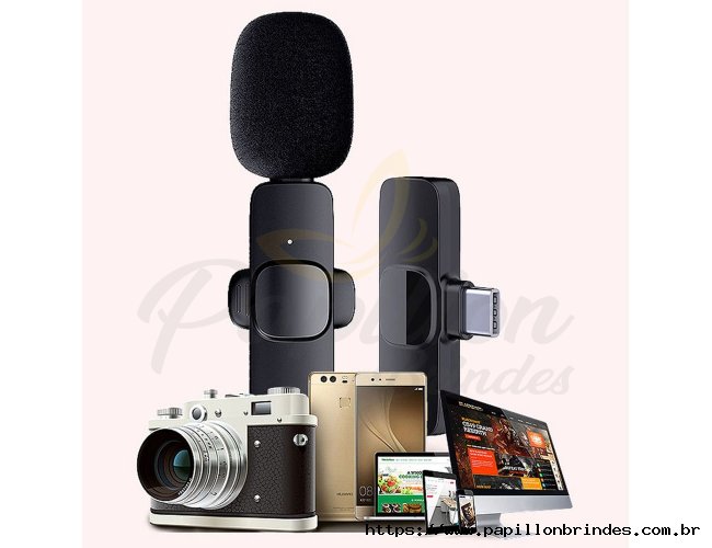 Microfone Lapela Sem Fio Compatvel Android Usb C Type C